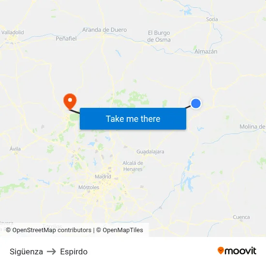 Sigüenza to Espirdo map
