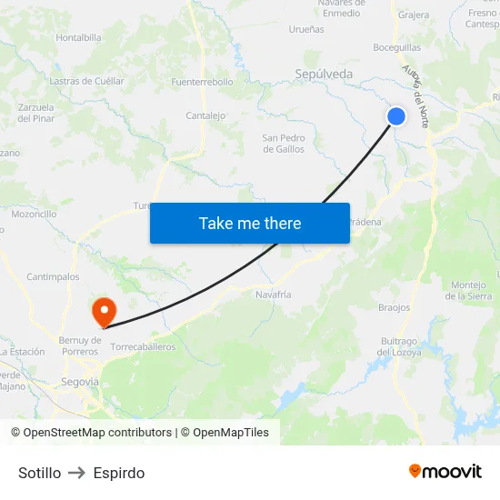 Sotillo to Espirdo map