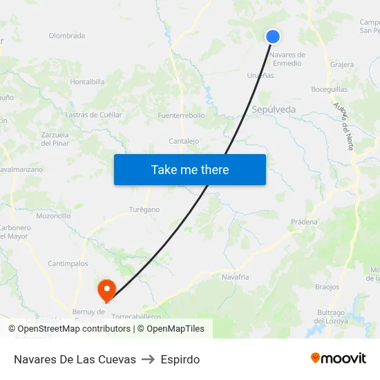 Navares De Las Cuevas to Espirdo map
