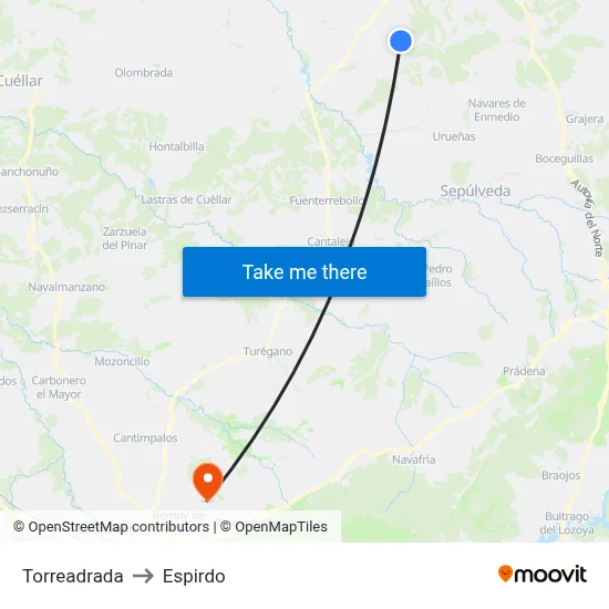 Torreadrada to Espirdo map