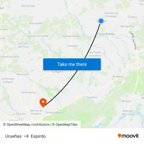 Urueñas to Espirdo map