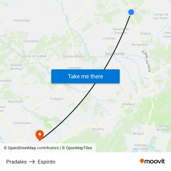 Pradales to Espirdo map