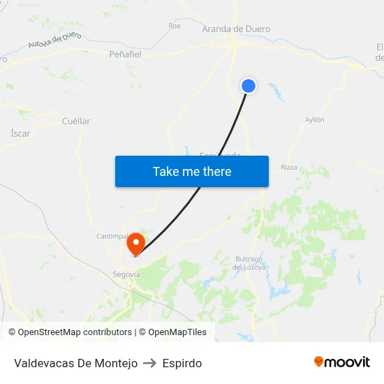 Valdevacas De Montejo to Espirdo map