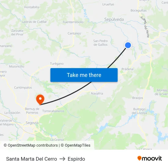 Santa Marta Del Cerro to Espirdo map