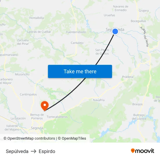 Sepúlveda to Espirdo map