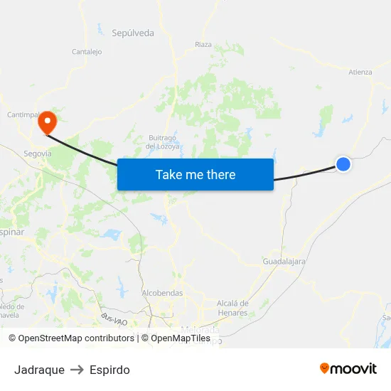 Jadraque to Espirdo map