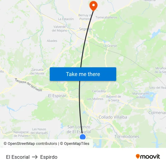 El Escorial to Espirdo map