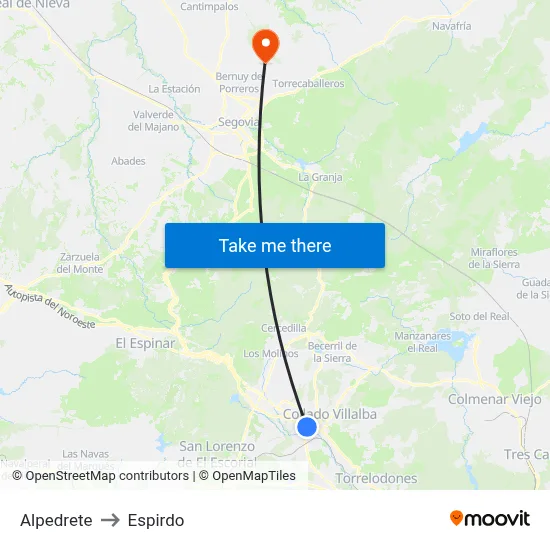 Alpedrete to Espirdo map