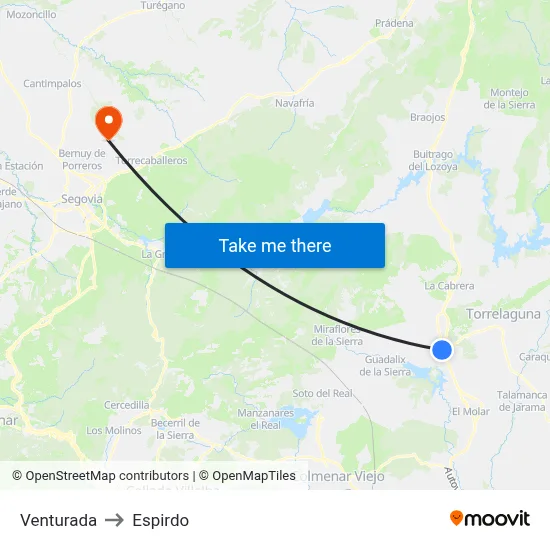Venturada to Espirdo map