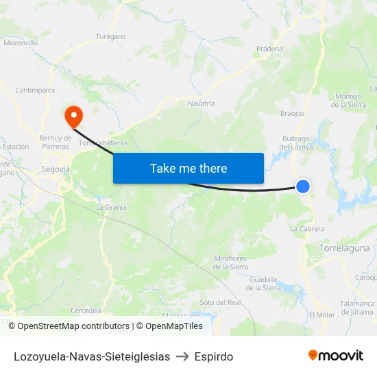 Lozoyuela-Navas-Sieteiglesias to Espirdo map