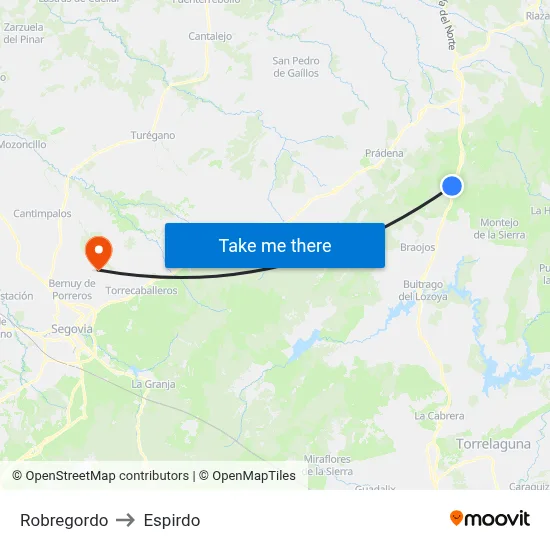 Robregordo to Espirdo map