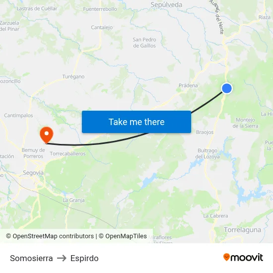 Somosierra to Espirdo map