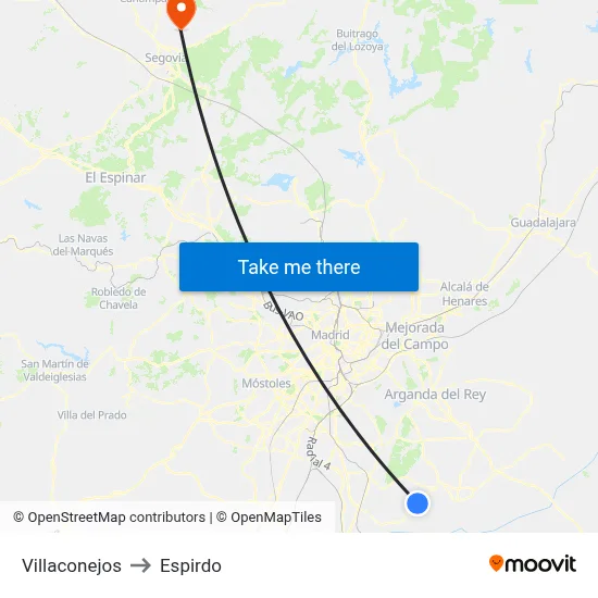 Villaconejos to Espirdo map