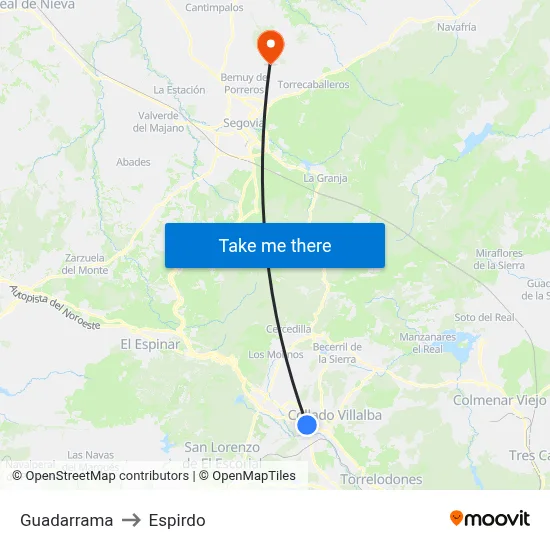 Guadarrama to Espirdo map