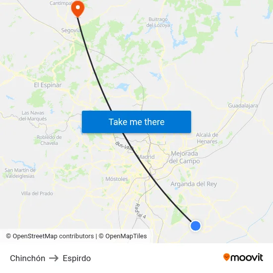 Chinchón to Espirdo map