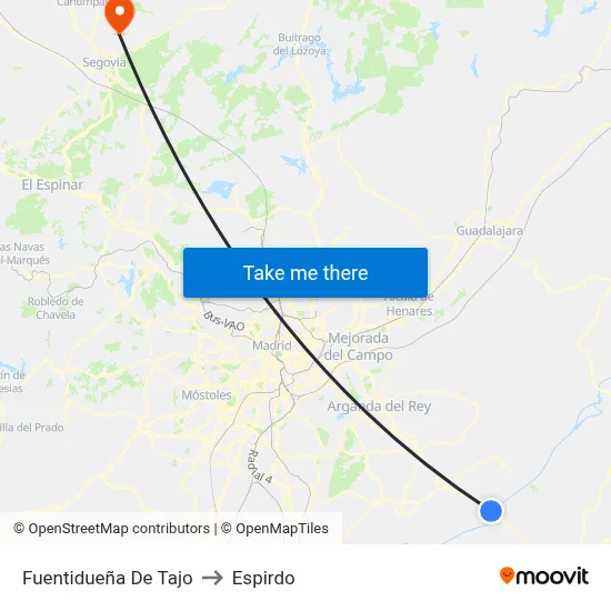 Fuentidueña De Tajo to Espirdo map