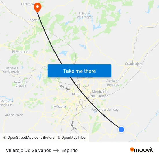 Villarejo De Salvanés to Espirdo map