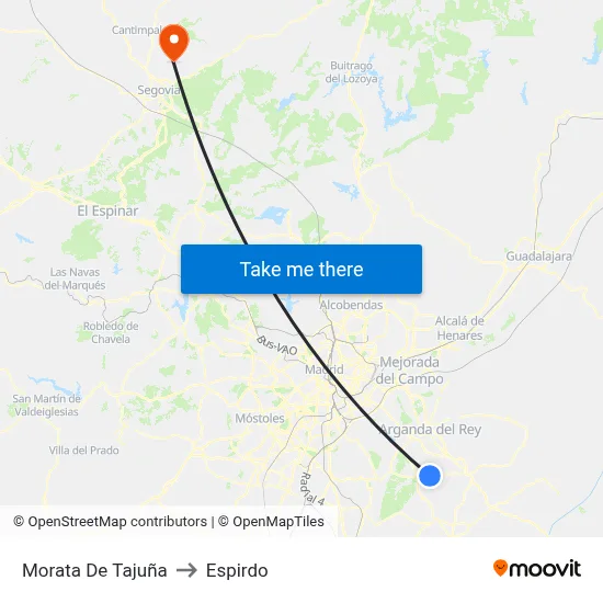 Morata De Tajuña to Espirdo map