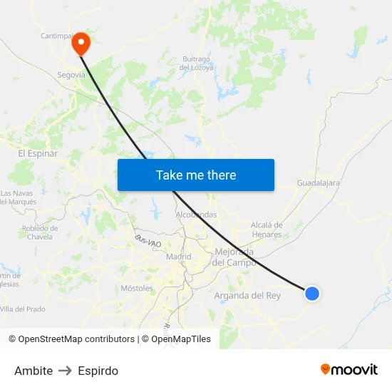 Ambite to Espirdo map