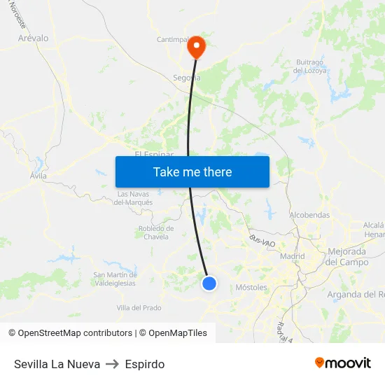 Sevilla La Nueva to Espirdo map