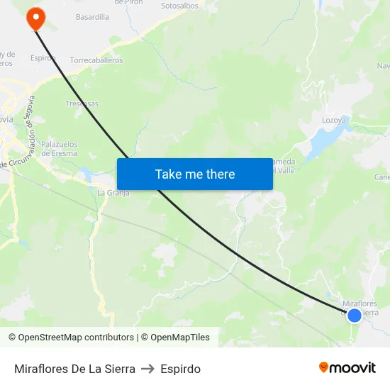 Miraflores De La Sierra to Espirdo map