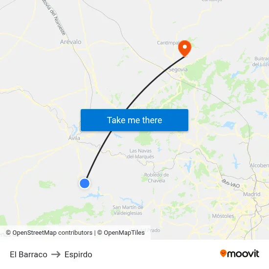 El Barraco to Espirdo map