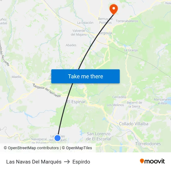 Las Navas Del Marqués to Espirdo map