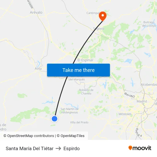 Santa María Del Tiétar to Espirdo map