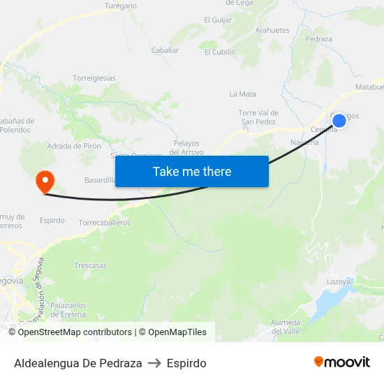 Aldealengua De Pedraza to Espirdo map