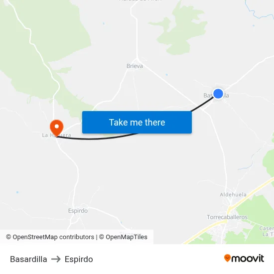 Basardilla to Espirdo map