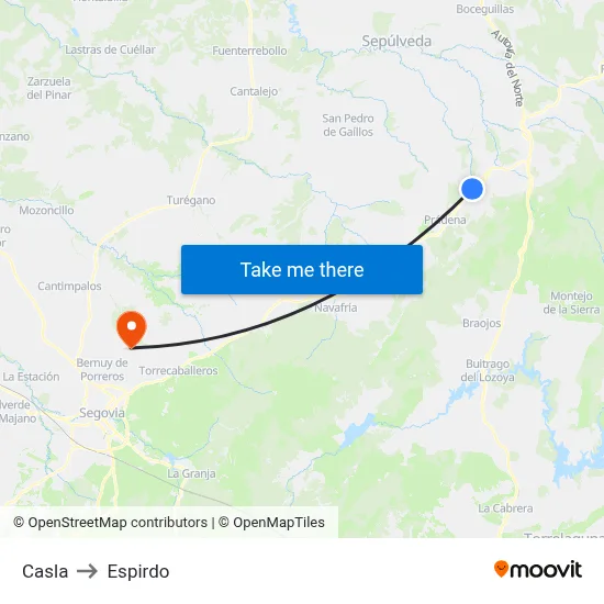 Casla to Espirdo map