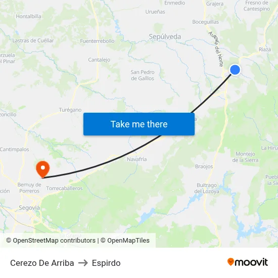 Cerezo De Arriba to Espirdo map