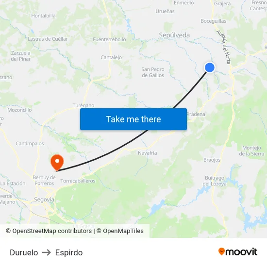 Duruelo to Espirdo map