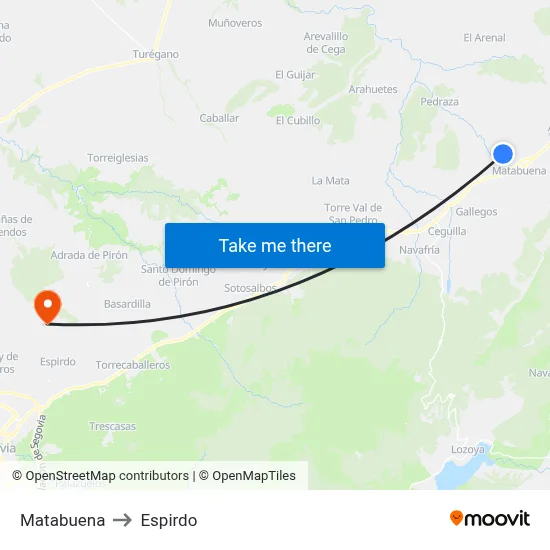 Matabuena to Espirdo map