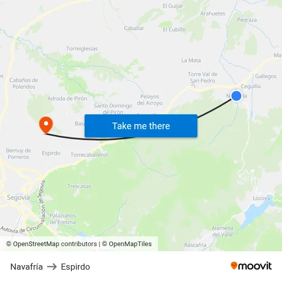 Navafría to Espirdo map