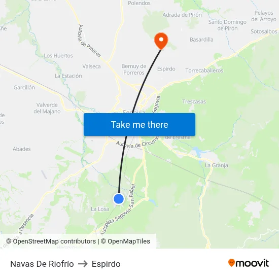 Navas De Riofrío to Espirdo map