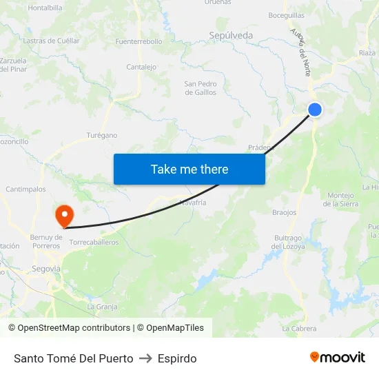 Santo Tomé Del Puerto to Espirdo map