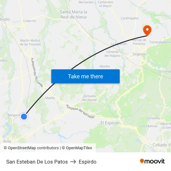 San Esteban De Los Patos to Espirdo map