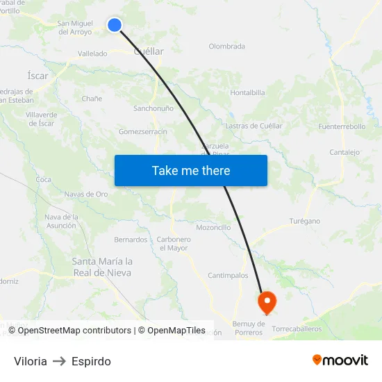 Viloria to Espirdo map