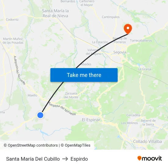 Santa María Del Cubillo to Espirdo map