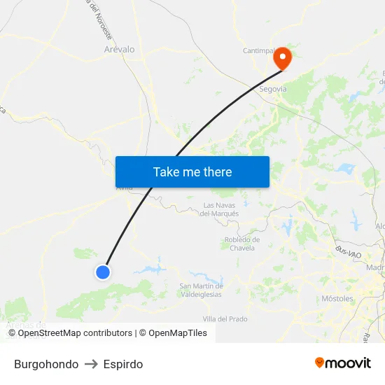 Burgohondo to Espirdo map