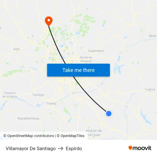 Villamayor De Santiago to Espirdo map