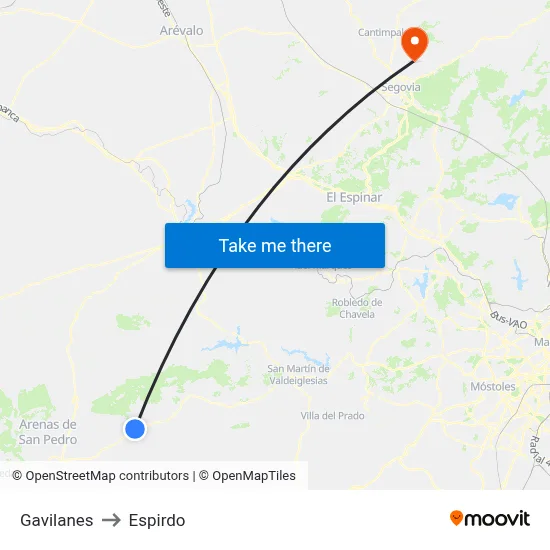 Gavilanes to Espirdo map