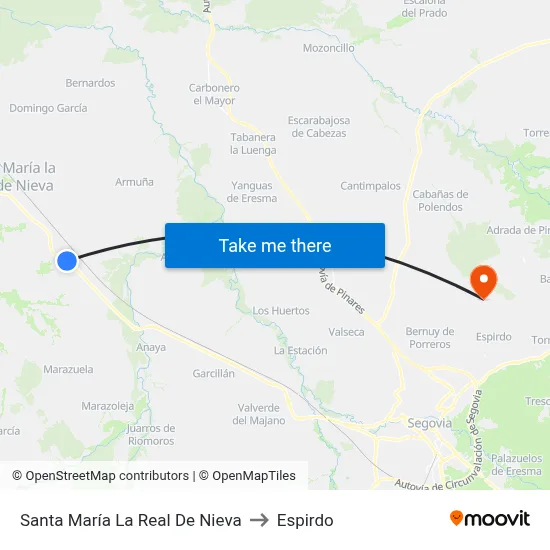 Santa María La Real De Nieva to Espirdo map