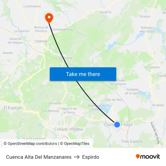 Cuenca Alta Del Manzanares to Espirdo map