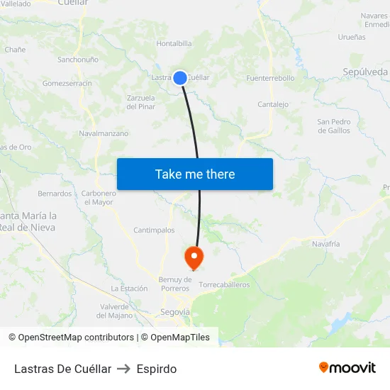 Lastras De Cuéllar to Espirdo map