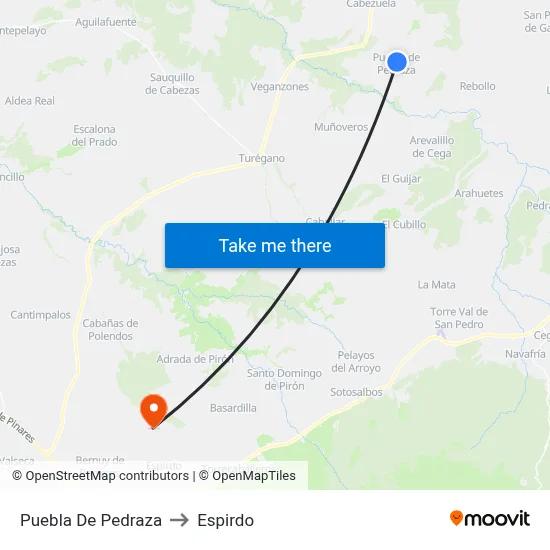 Puebla De Pedraza to Espirdo map
