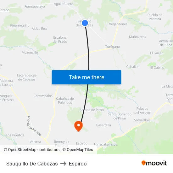 Sauquillo De Cabezas to Espirdo map