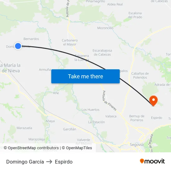 Domingo García to Espirdo map