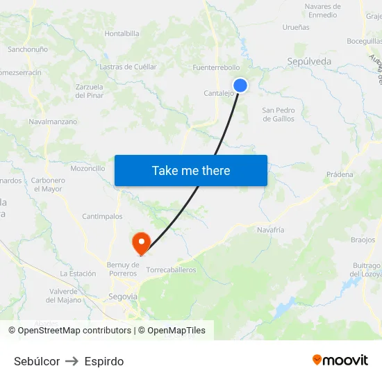Sebúlcor to Espirdo map